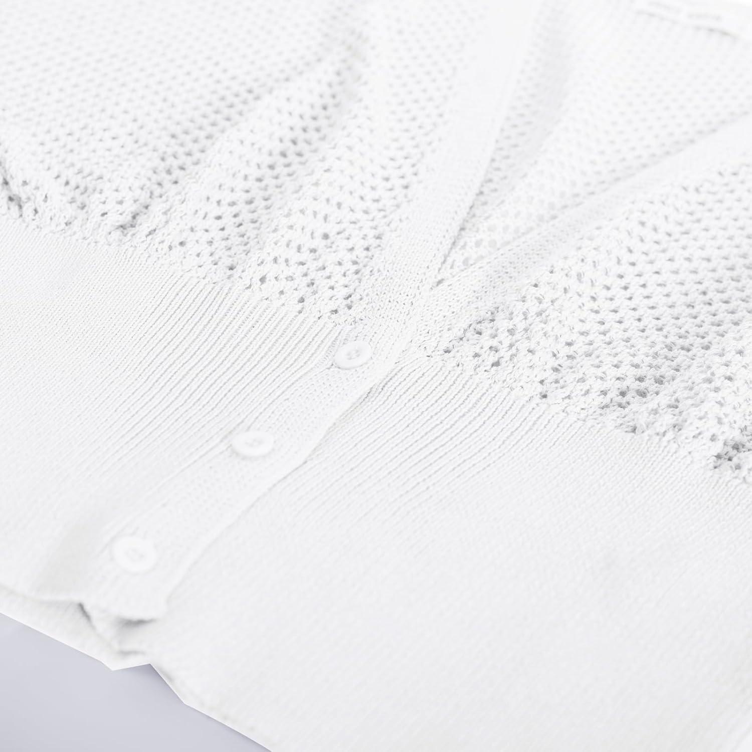 imageGRACE KARIN 2026 Women Short Sleeve Crochet Cardigan Summer Draped VNeck Bolero Shrug Sweater Hollow Out Beach Cover UpBright White