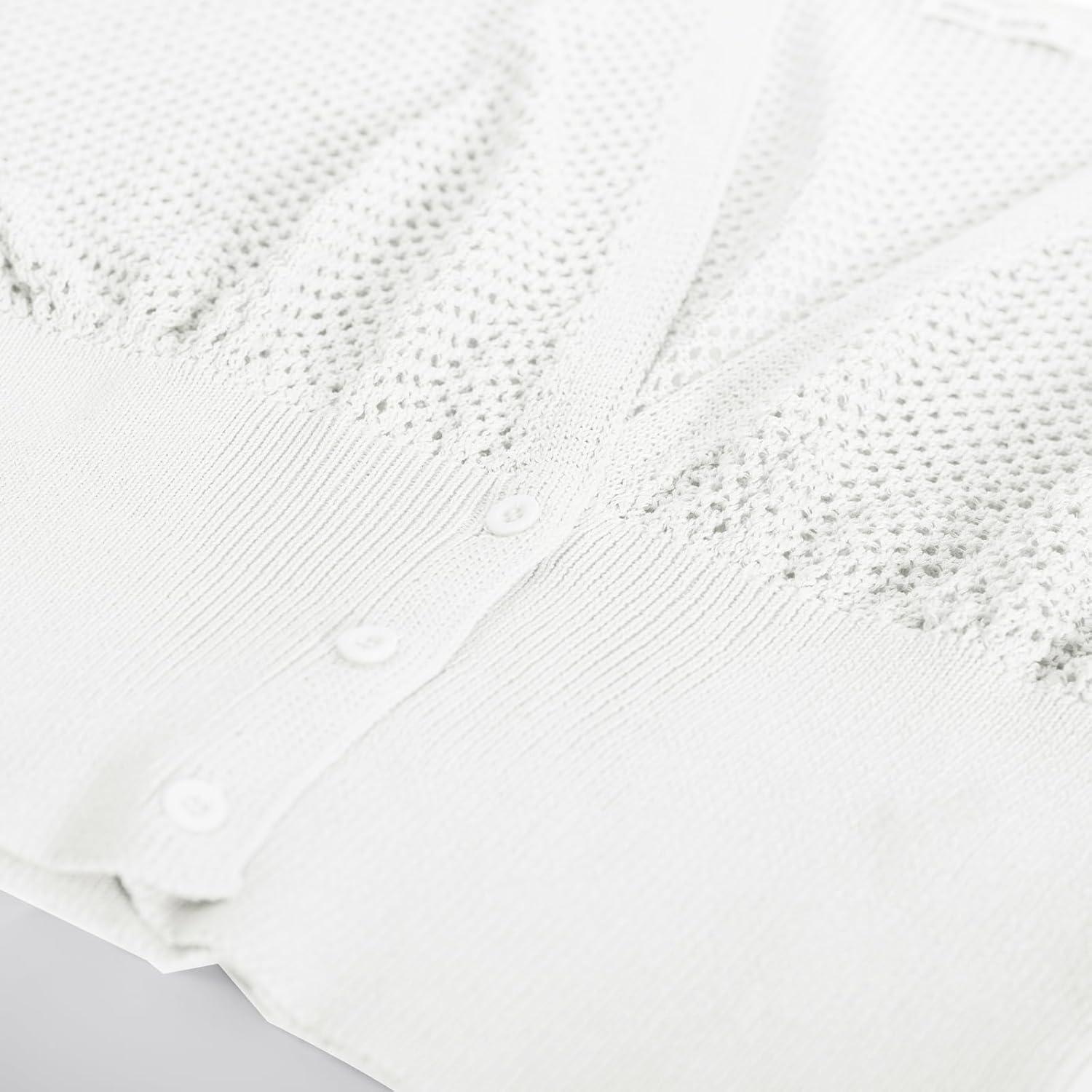 imageGRACE KARIN 2026 Women Short Sleeve Crochet Cardigan Summer Draped VNeck Bolero Shrug Sweater Hollow Out Beach Cover UpWhite