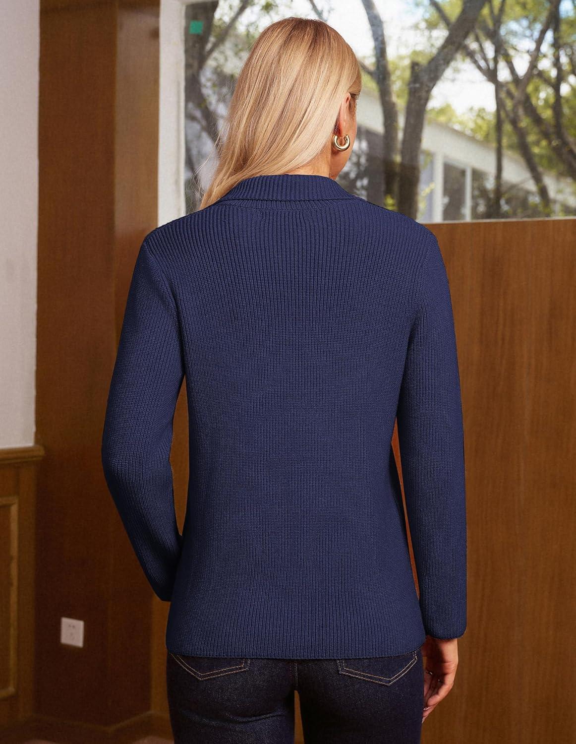 imageGRACE KARIN Blazer for Women Business Casual Long Sleeve Sweater Blazers 2025 Knit Office Work OutfitsNavy Blue