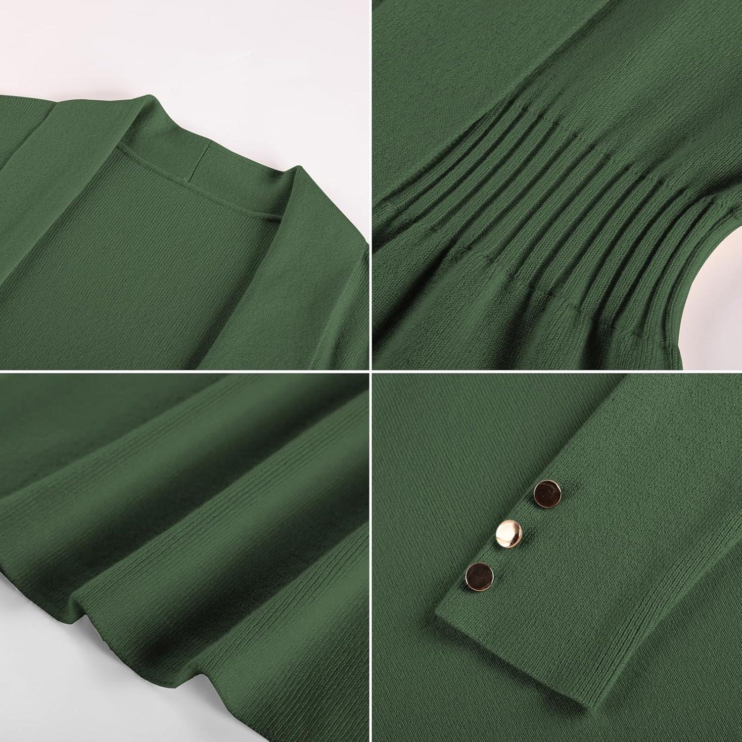 imageGRACE KARIN Cardigan for Women Trendy Lightweight Knit Sweaters Open Front Peplum Tops 2026 Spring OutfitsArmy Green