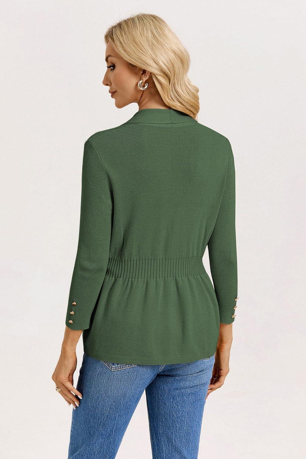 imageGRACE KARIN Cardigan for Women Trendy Lightweight Knit Sweaters Open Front Peplum Tops 2026 Spring OutfitsArmy Green