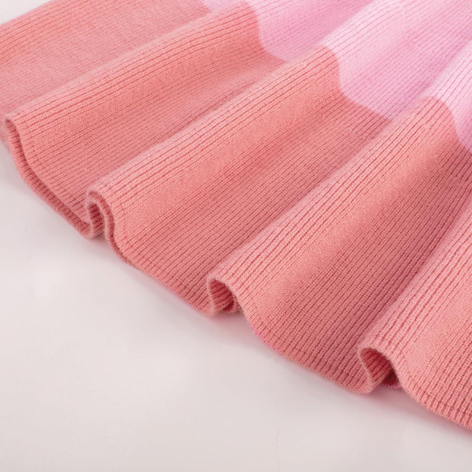 imageGRACE KARIN Girl Dress Long Sleeve Sweater Ruffle Button Front Knit Casual Fall Winter Dresses for Girls 512Color Blockpink