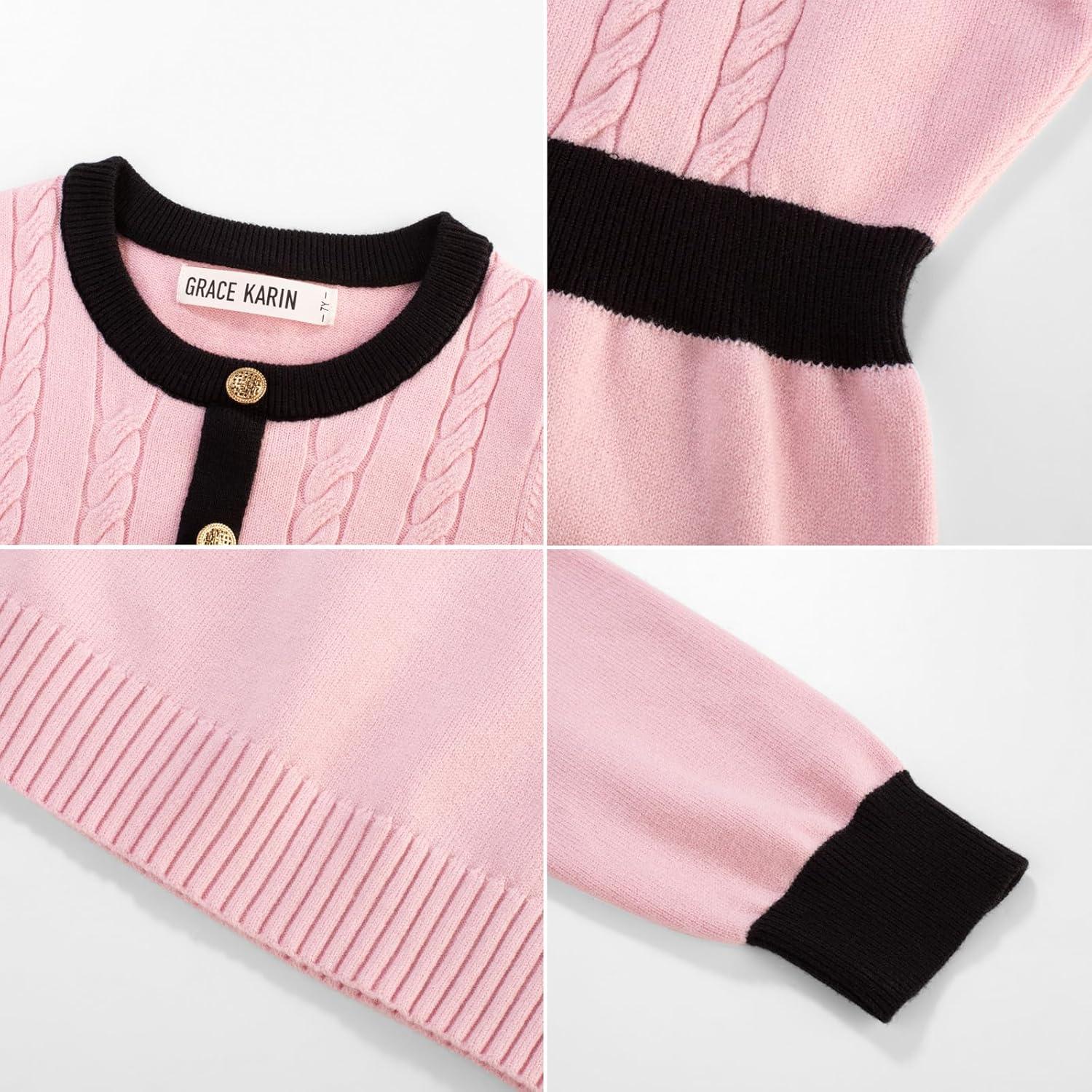 imageGRACE KARIN Girls Fall Long Sleeve Dresses Girl Bodycon Sweater Dress Winter Holiday Dress for Kids Size 614Light Pink