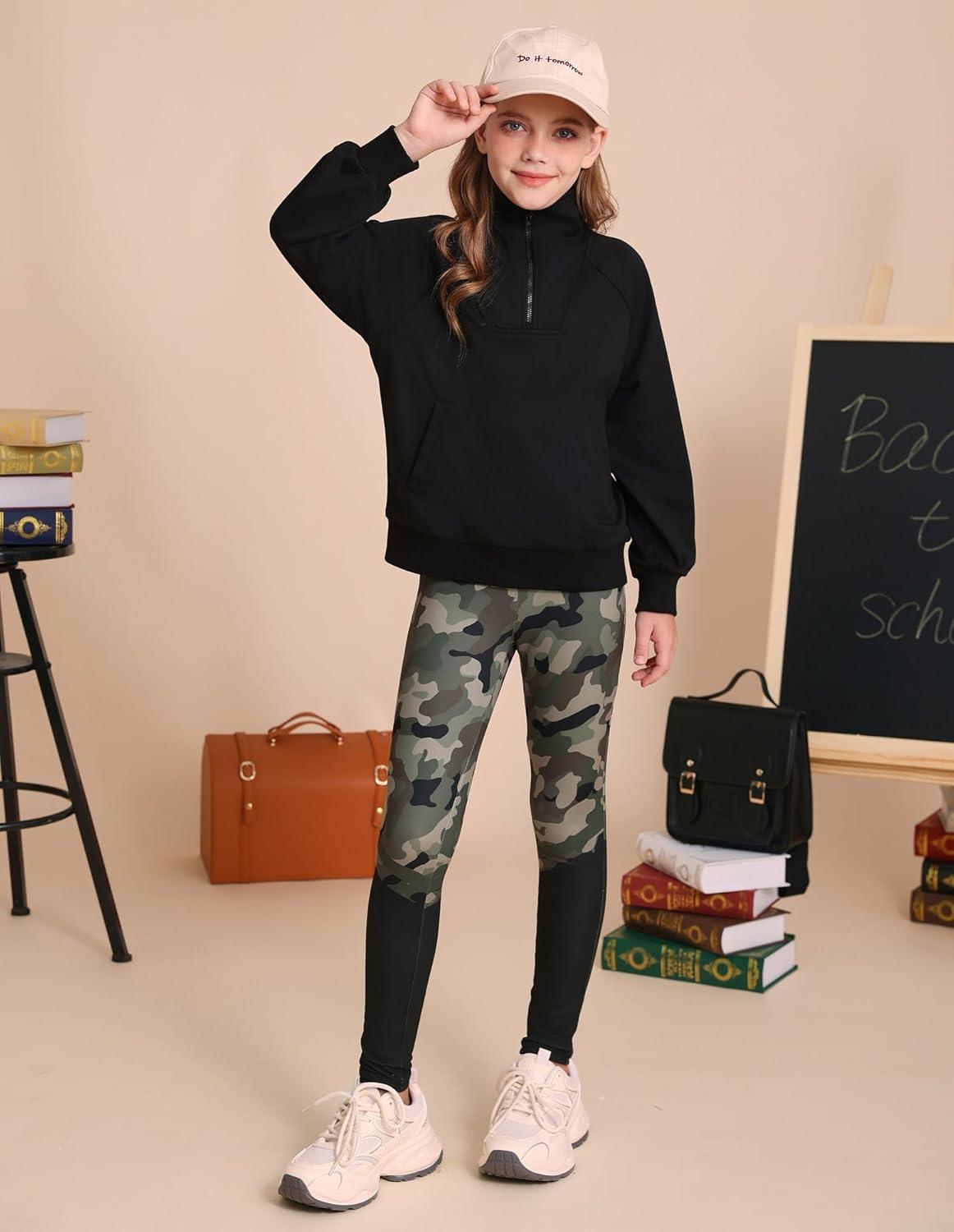 imageGRACE KARIN Girls Fall Outfit Teen 2 Piece Sweatshirt Sweatpant Back To School Tracksuit Fashion Cute Clothes Size 612Blackcamouflage