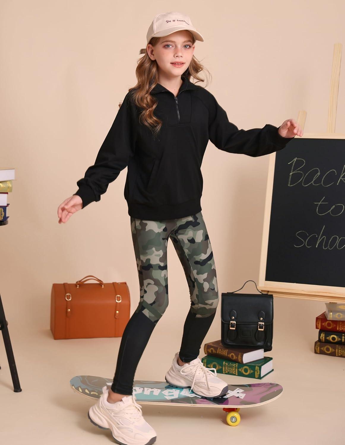 imageGRACE KARIN Girls Fall Outfit Teen 2 Piece Sweatshirt Sweatpant Back To School Tracksuit Fashion Cute Clothes Size 612Blackcamouflage