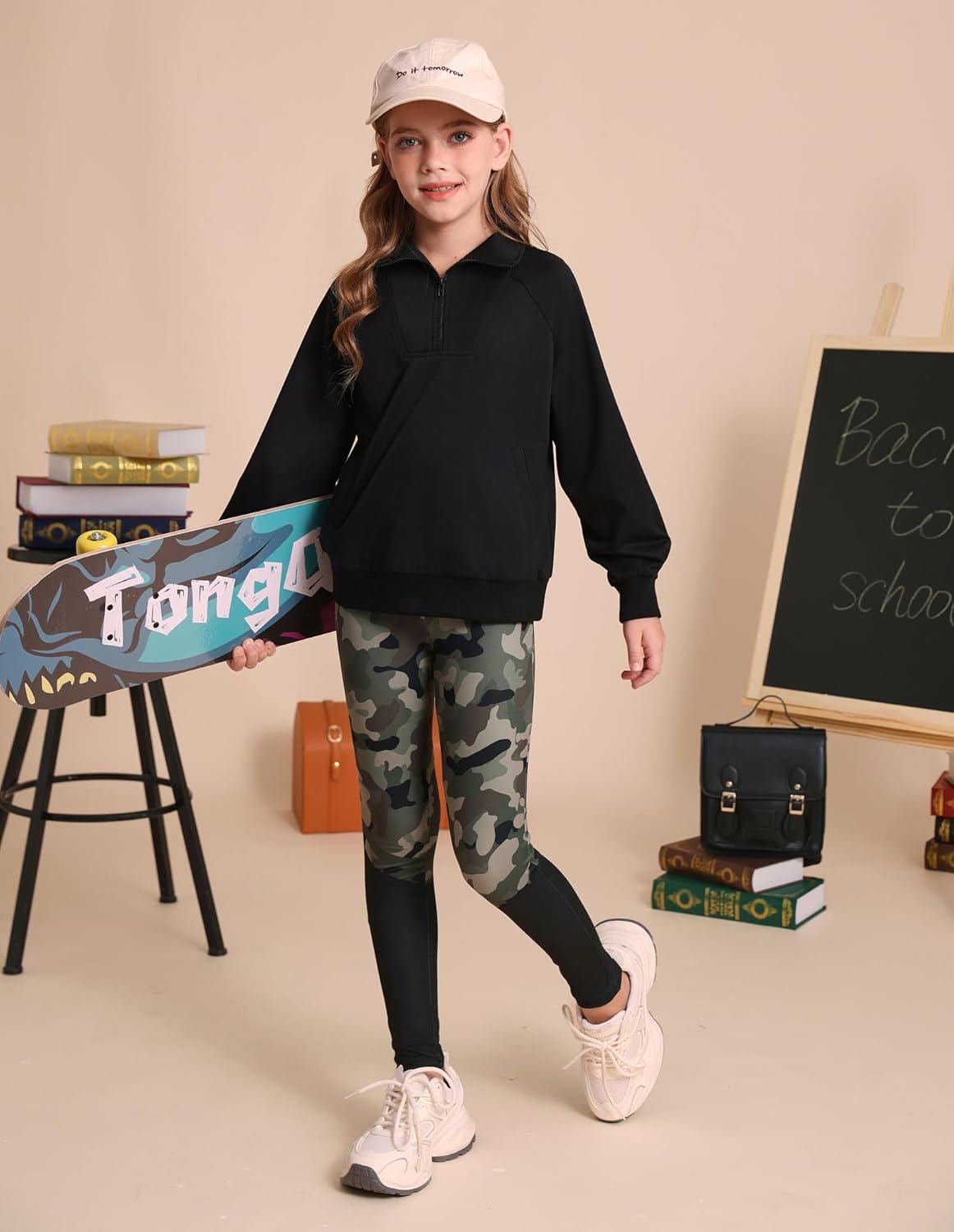 imageGRACE KARIN Girls Fall Outfit Teen 2 Piece Sweatshirt Sweatpant Back To School Tracksuit Fashion Cute Clothes Size 612Blackcamouflage