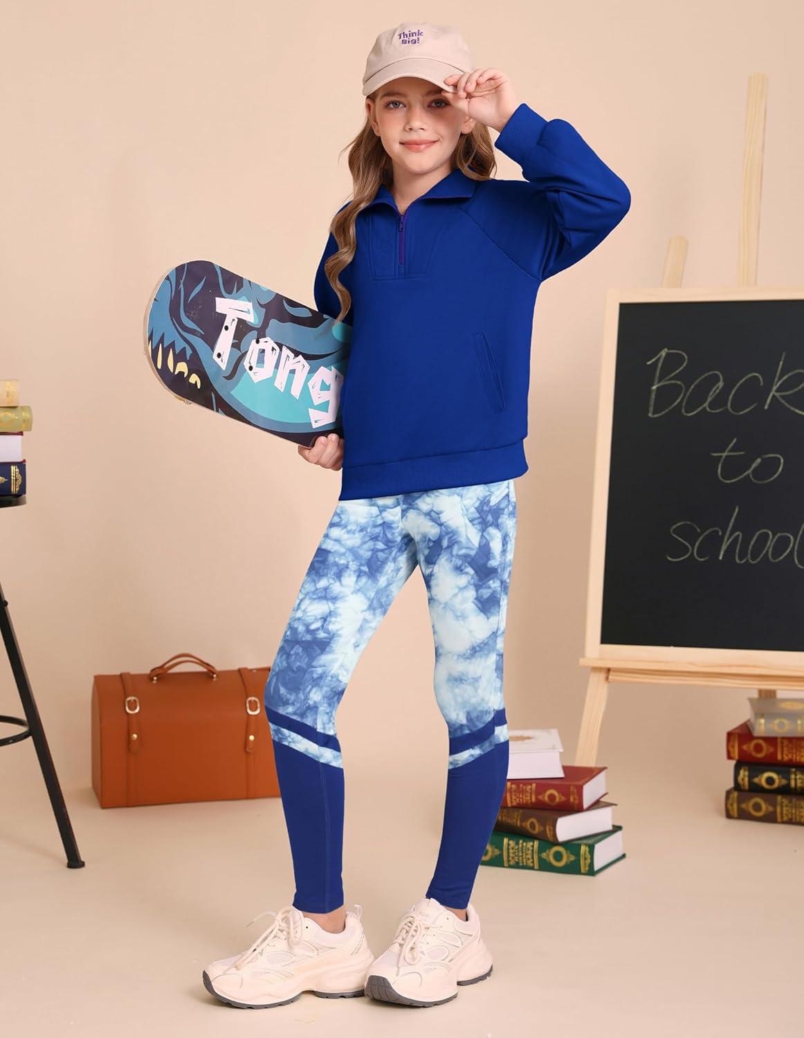 imageGRACE KARIN Girls Fall Outfit Teen 2 Piece Sweatshirt Sweatpant Back To School Tracksuit Fashion Cute Clothes Size 612Royal Bluetie Dye