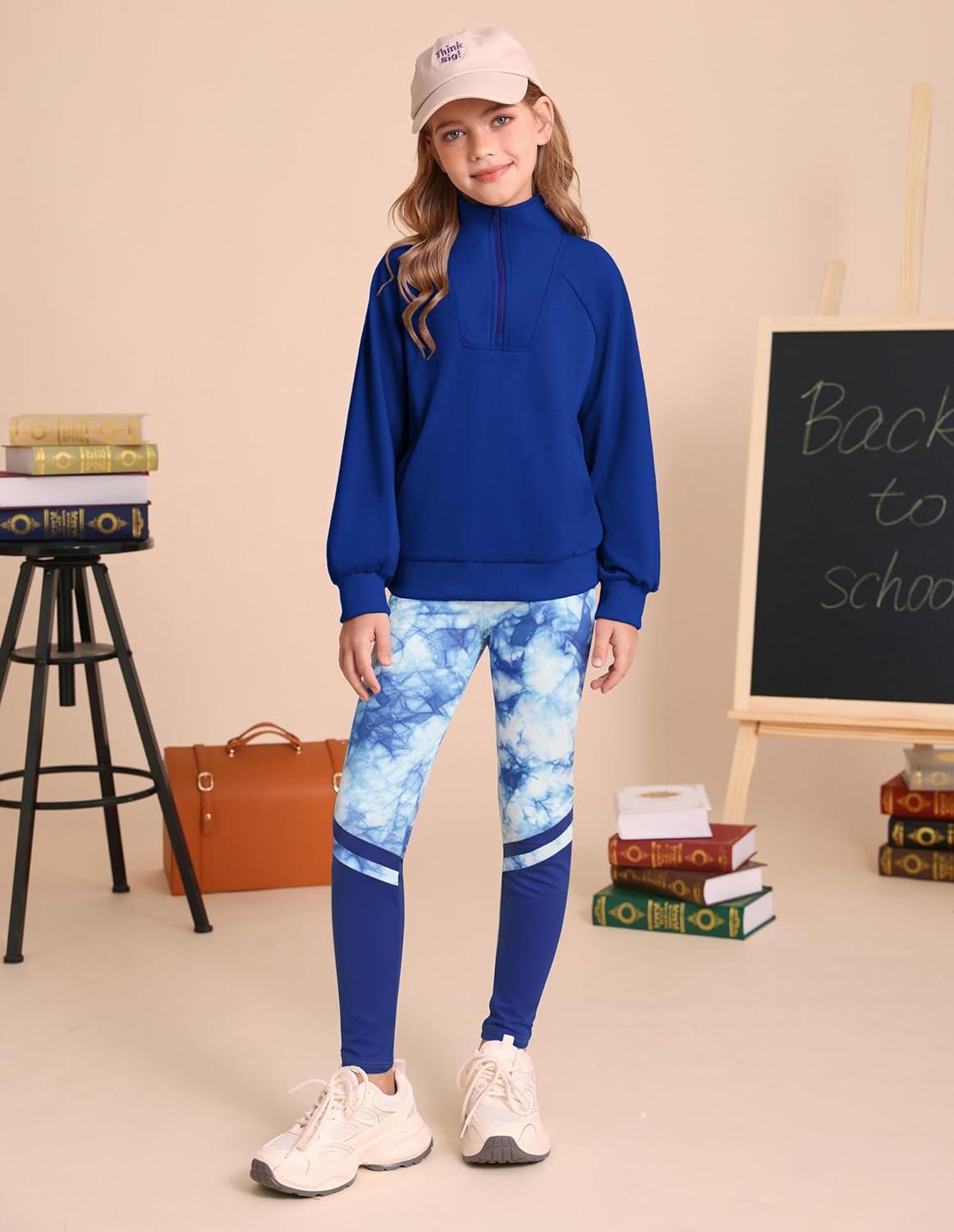 imageGRACE KARIN Girls Fall Outfit Teen 2 Piece Sweatshirt Sweatpant Back To School Tracksuit Fashion Cute Clothes Size 612Royal Bluetie Dye