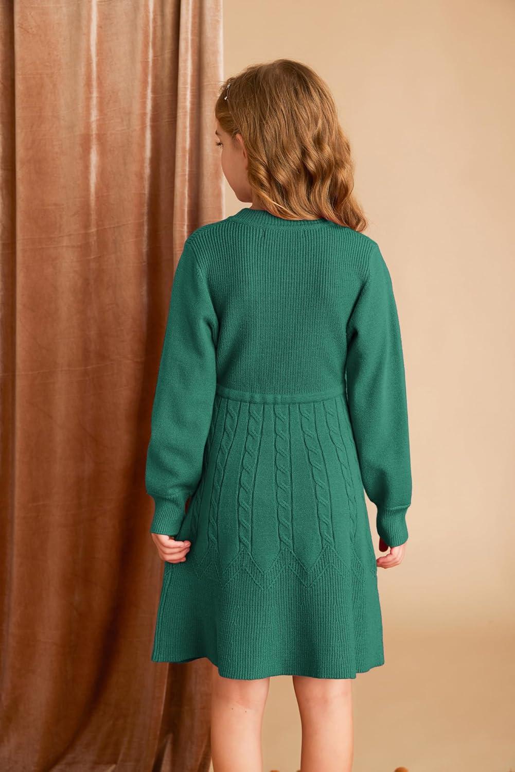 imageGRACE KARIN Girls Fall Velvet Dress Long Sleeve Ruffle Sparkle Party Dress Size 512Green