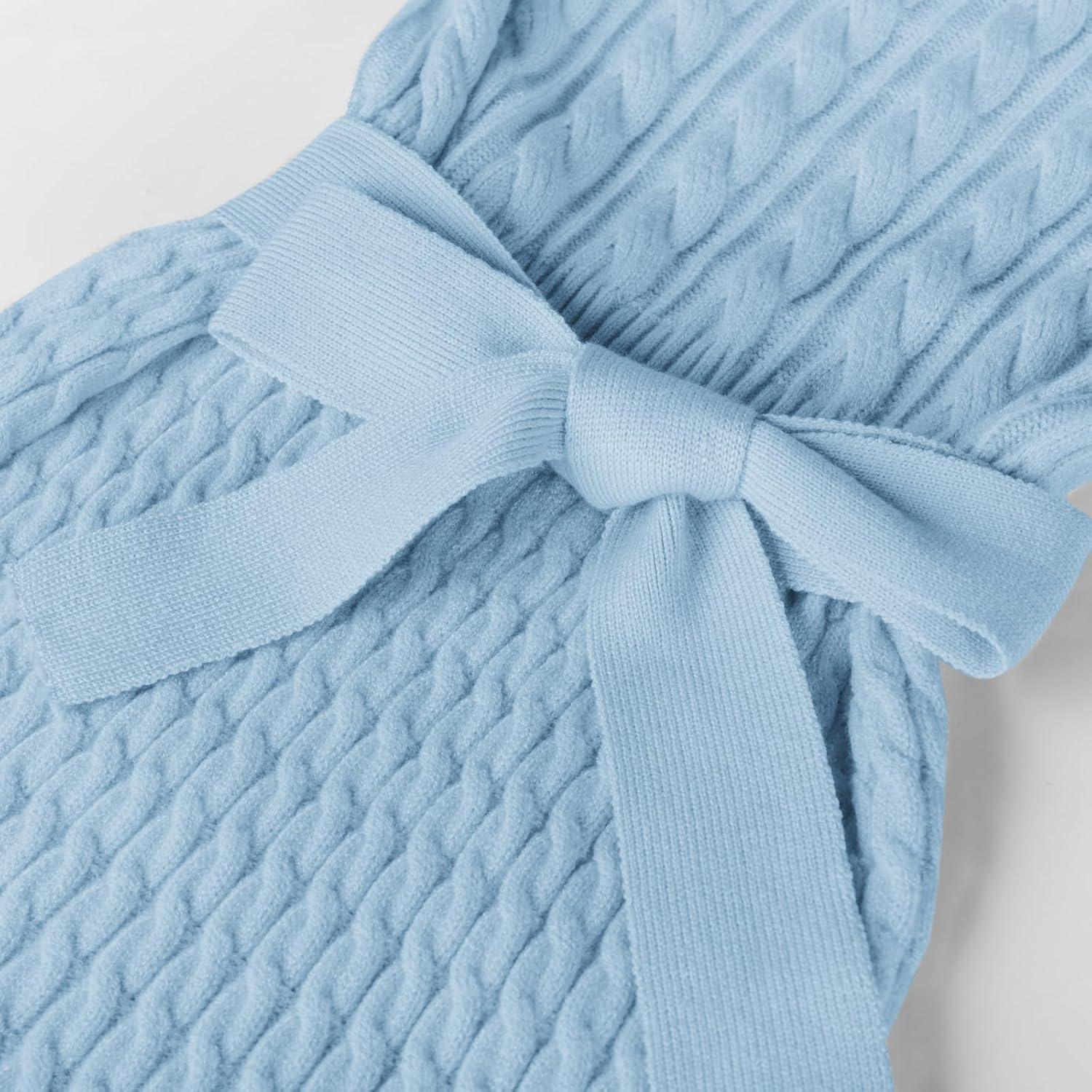 imageGRACE KARIN Girls Sweater Dress Fall Winter Long Sleeve 2 Layer Knitted Dresses Size 614Light Blue