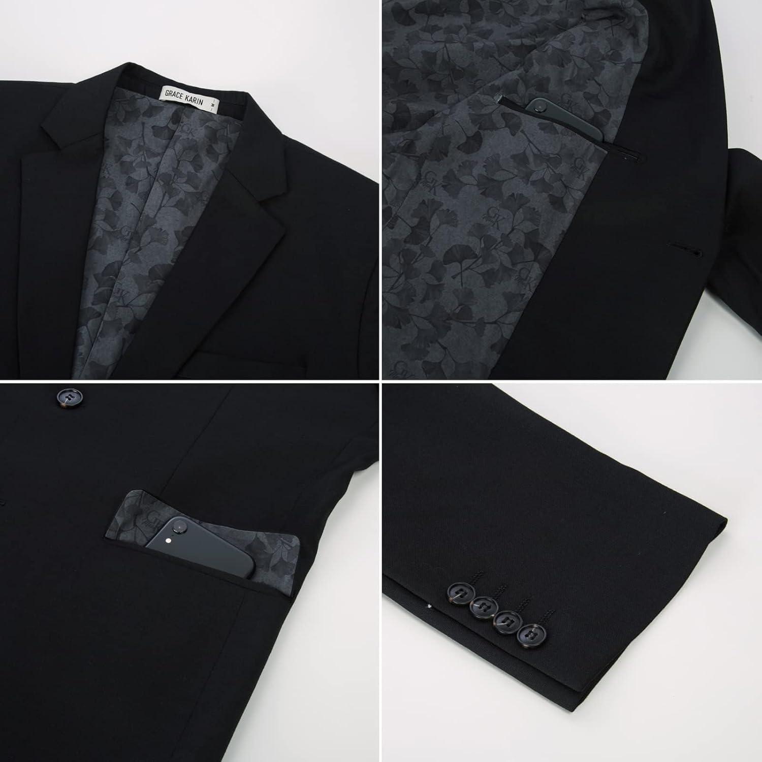 imageGRACE KARIN Mens Blazer Sport Coats Casual Lightweight 2 Button Sports Coat and Blazers Suit JacketBlackb