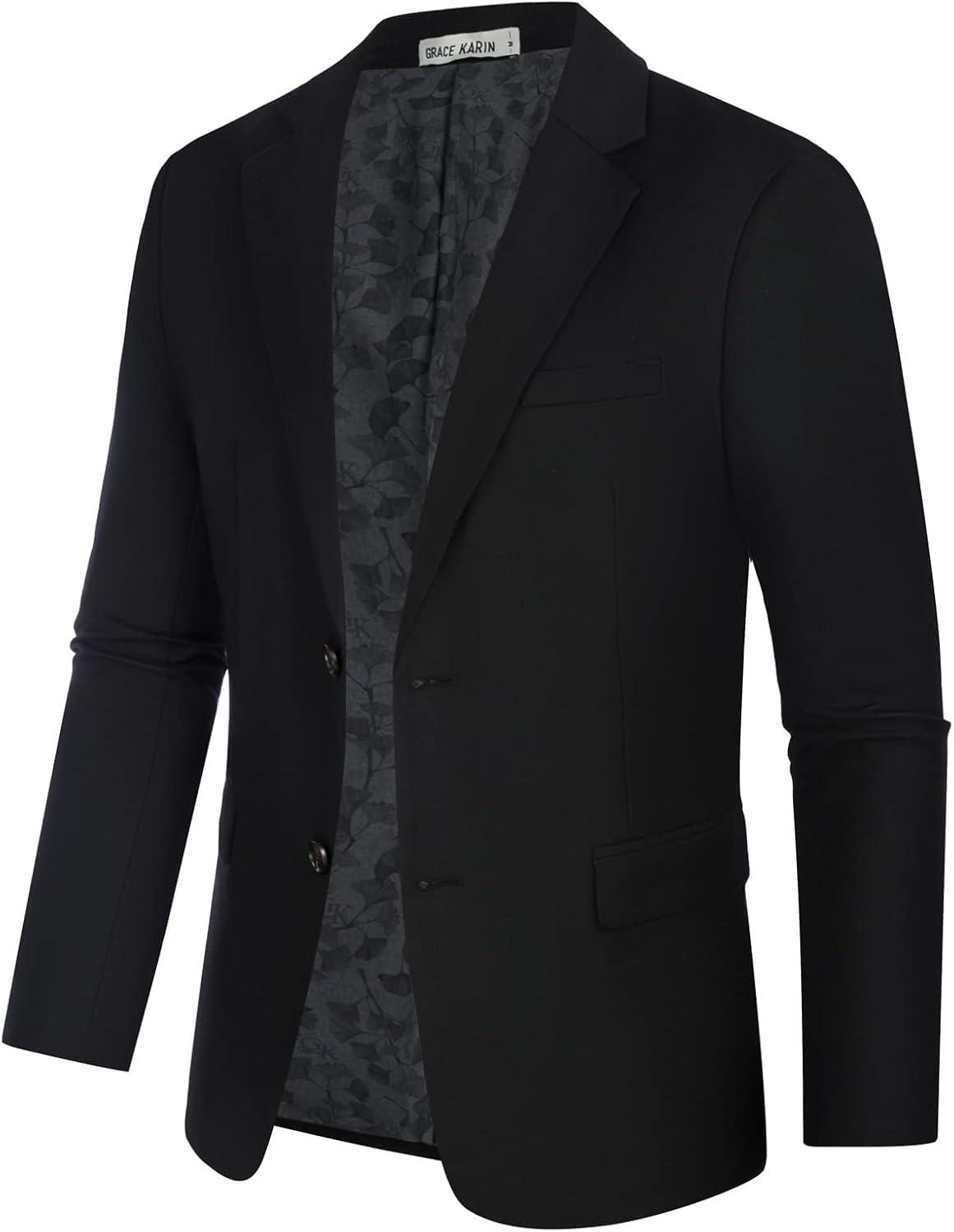 imageGRACE KARIN Mens Blazer Sport Coats Casual Lightweight 2 Button Sports Coat and Blazers Suit JacketBlackb