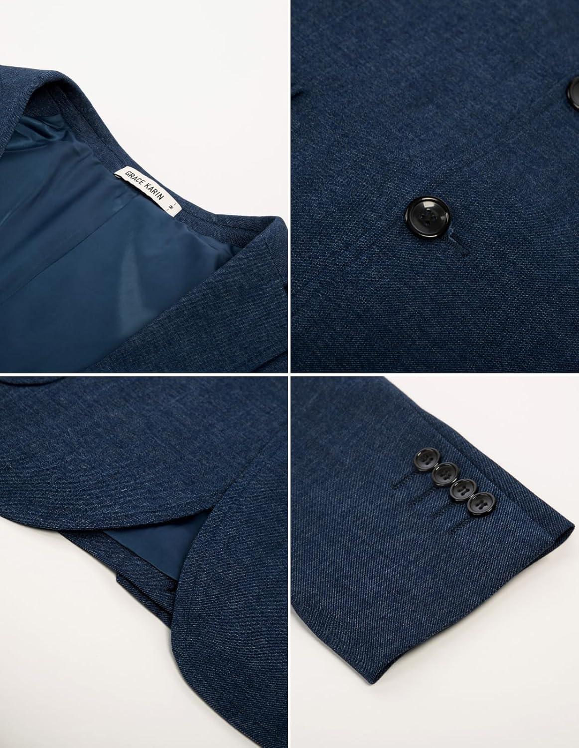 imageGRACE KARIN Mens Blazer Sport Coats Casual Lightweight 2 Button Sports Coat and Blazers Suit JacketDark Denim Blue