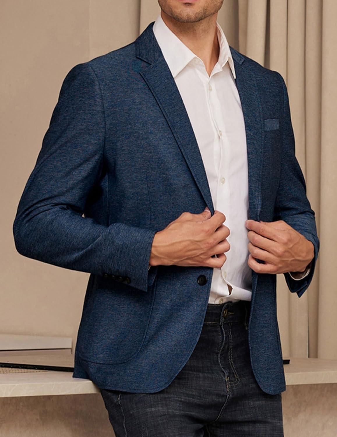 imageGRACE KARIN Mens Blazer Sport Coats Casual Lightweight 2 Button Sports Coat and Blazers Suit JacketDark Denim Blue