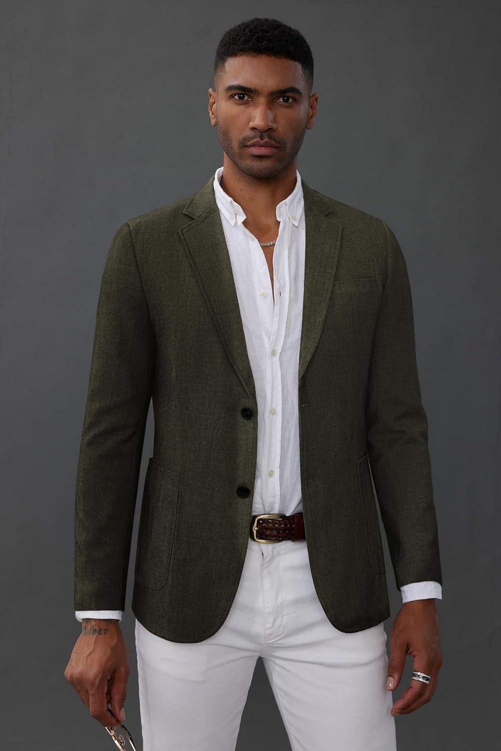 imageGRACE KARIN Mens Blazer Sport Coats Casual Lightweight 2 Button Sports Coat and Blazers Suit JacketDark Green