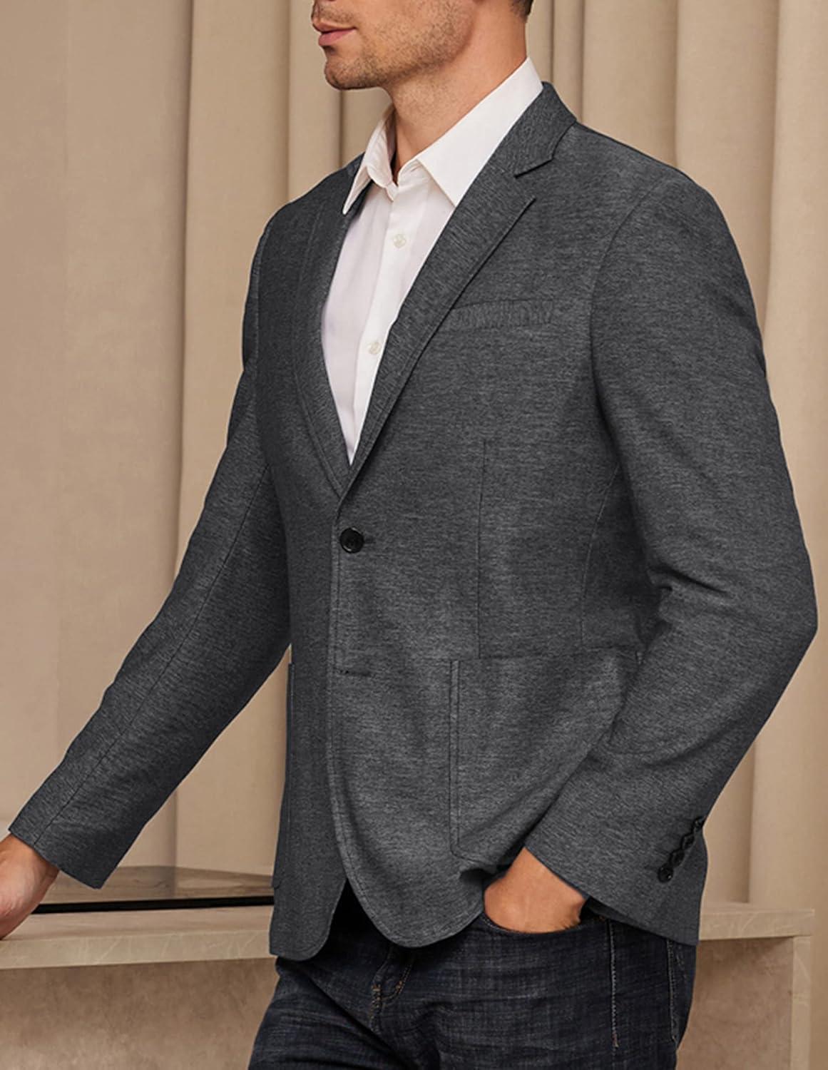 imageGRACE KARIN Mens Blazer Sport Coats Casual Lightweight 2 Button Sports Coat and Blazers Suit JacketGrey