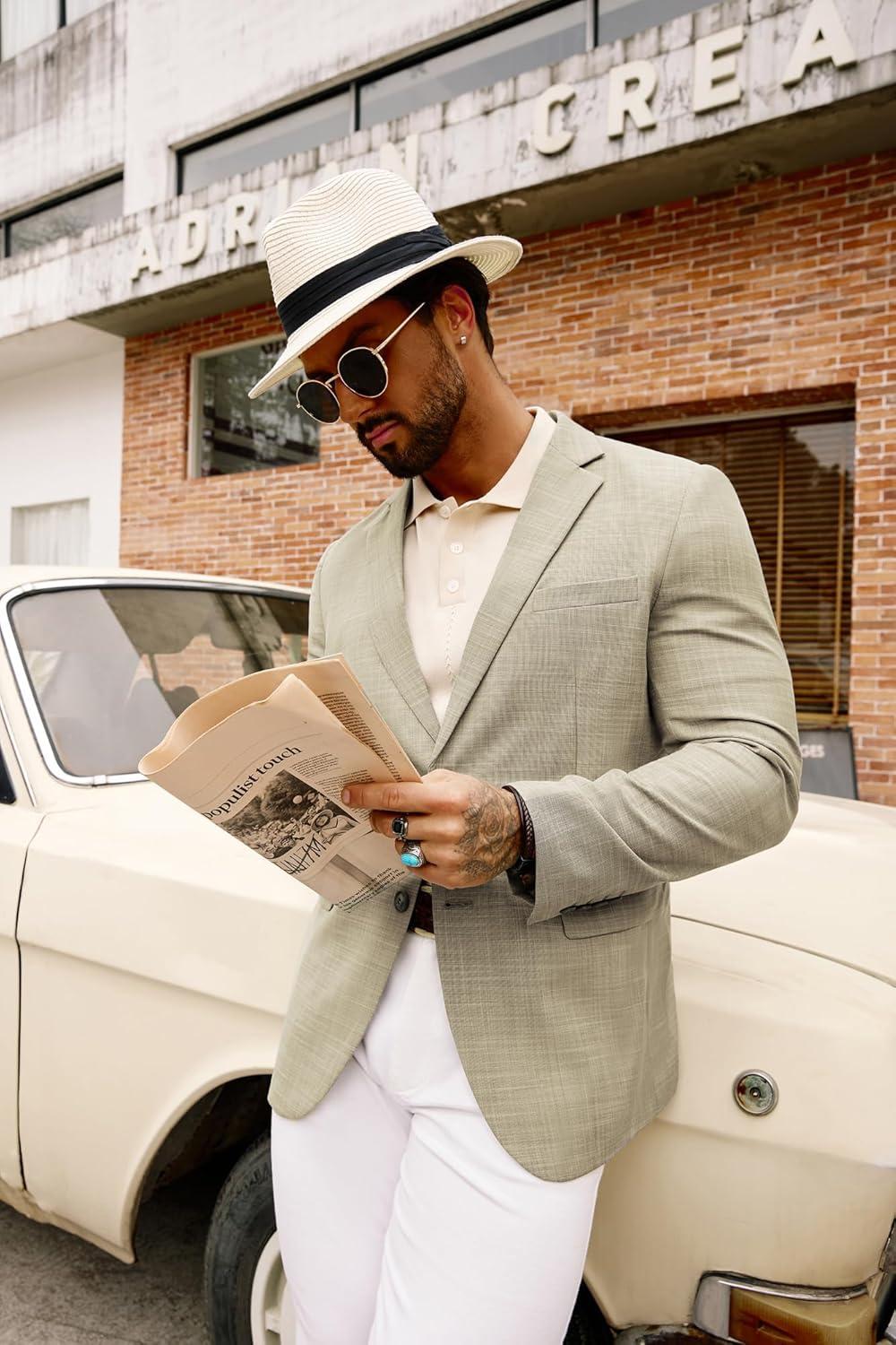 imageGRACE KARIN Mens Blazer Sport Coats Casual Lightweight 2 Button Sports Coat and Blazers Suit JacketKhakib