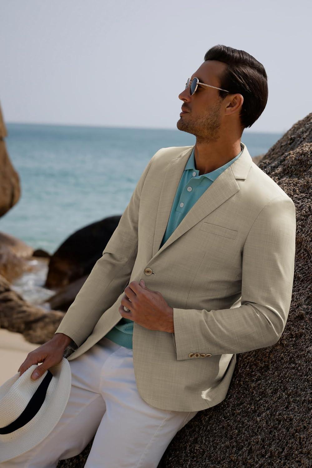 imageGRACE KARIN Mens Blazer Sport Coats Casual Lightweight 2 Button Sports Coat and Blazers Suit JacketKhakib