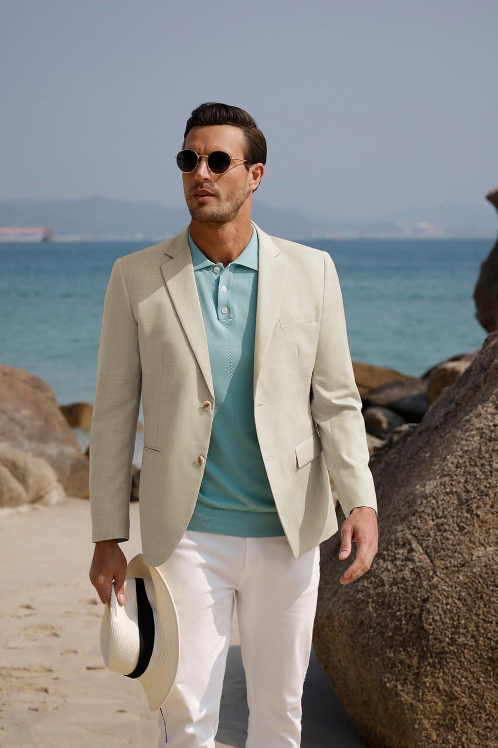 imageGRACE KARIN Mens Blazer Sport Coats Casual Lightweight 2 Button Sports Coat and Blazers Suit JacketKhakib