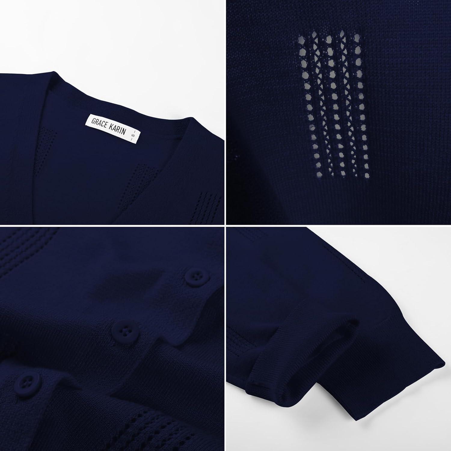 imageGRACE KARIN Women 34 Sleeve Cardigans for Women Lightweight Cardigan Sweaters Spring Open Front Button Down TopsNavy