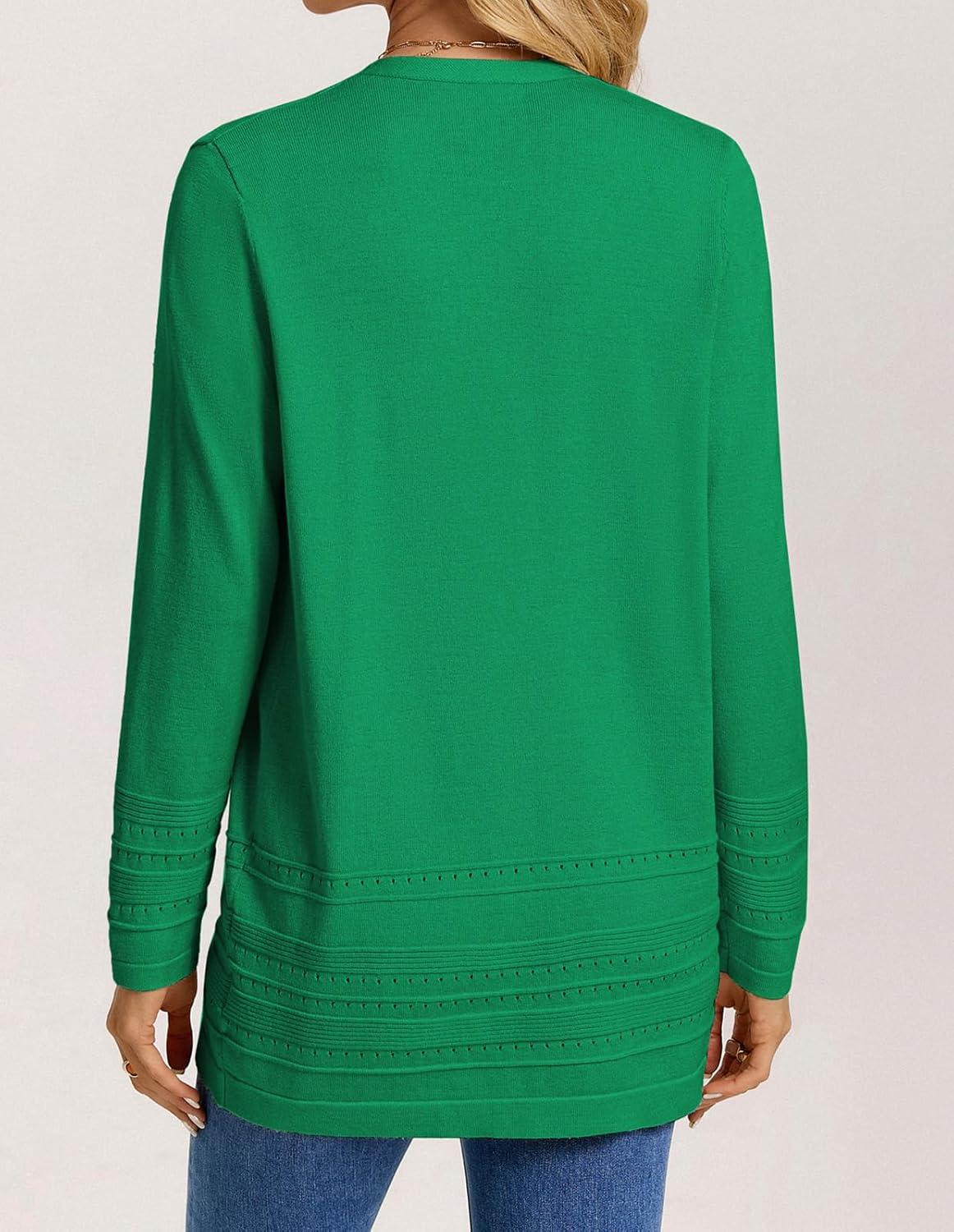 imageGRACE KARIN Women Long Cardigan Lightweight Spring Cardigans Long Sleeve V Neck Open Front Sweater 2026Green