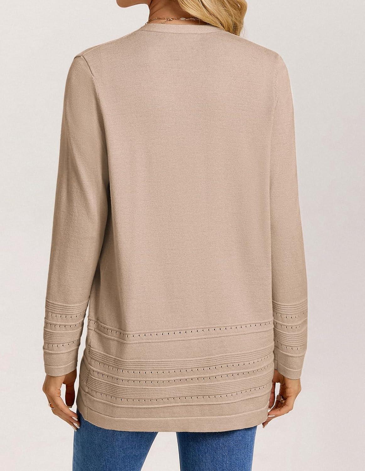 imageGRACE KARIN Women Long Cardigan Lightweight Spring Cardigans Long Sleeve V Neck Open Front Sweater 2026Khaki