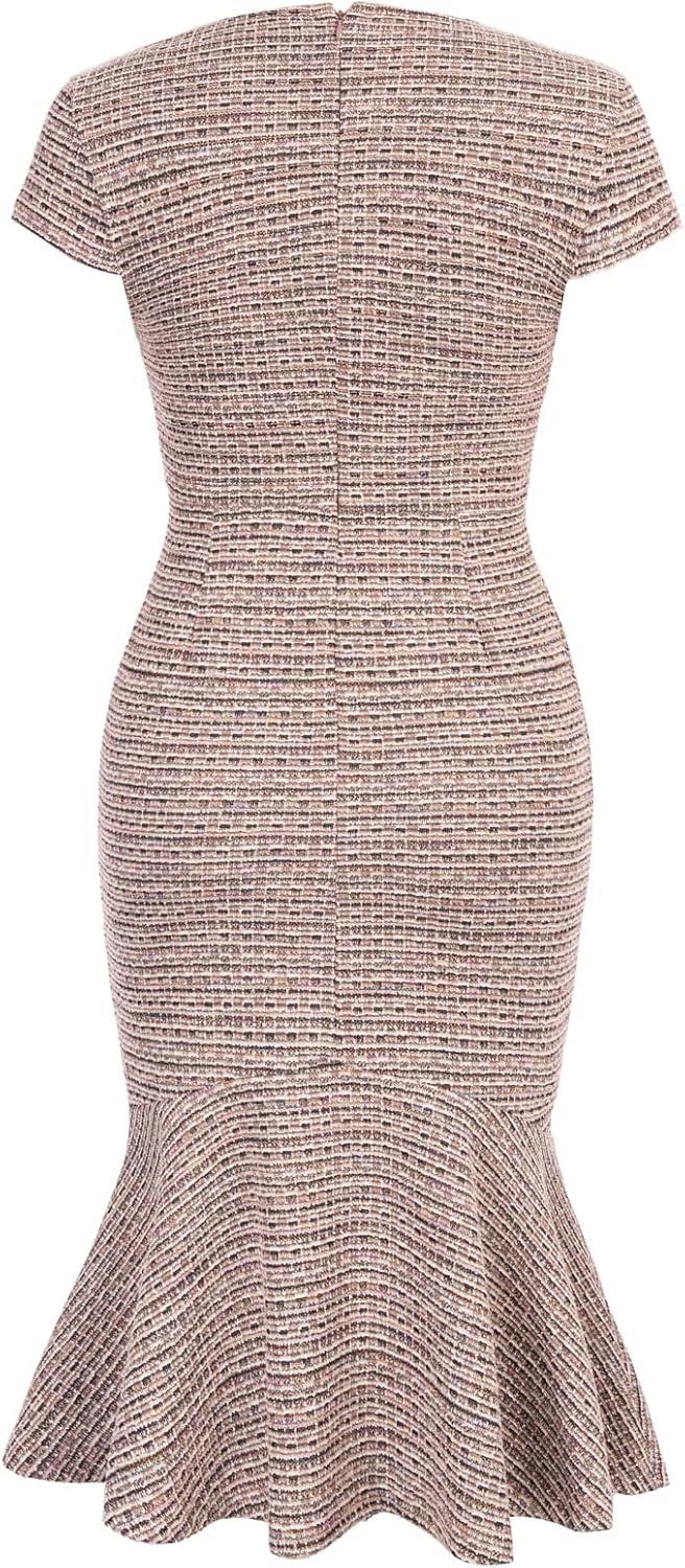imageGRACE KARIN Womens Grey Patterned VNeck Cap Sleeve KneeLength Pencil Dress Size XLPink