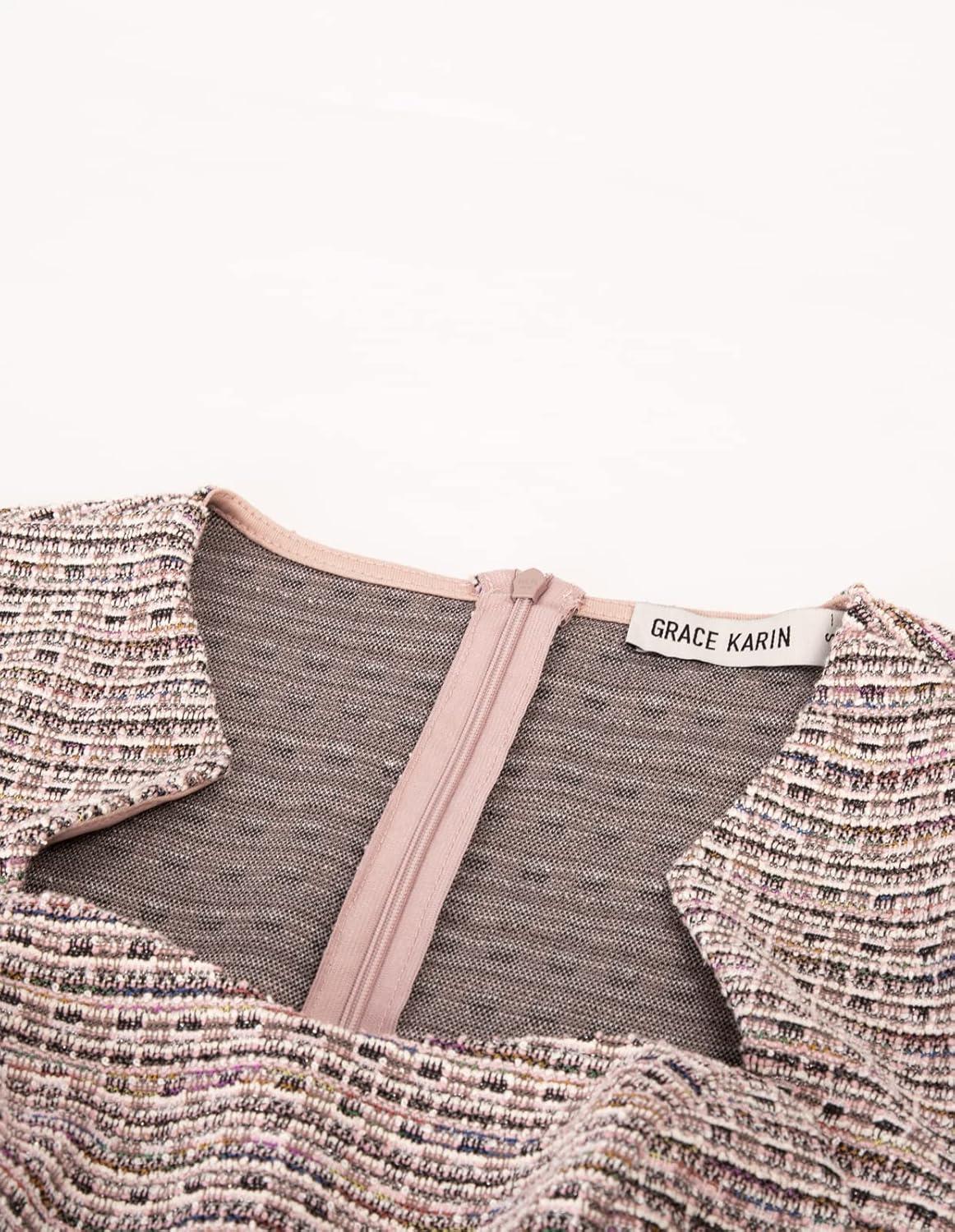 imageGRACE KARIN Womens Grey Patterned VNeck Cap Sleeve KneeLength Pencil Dress Size XLPink