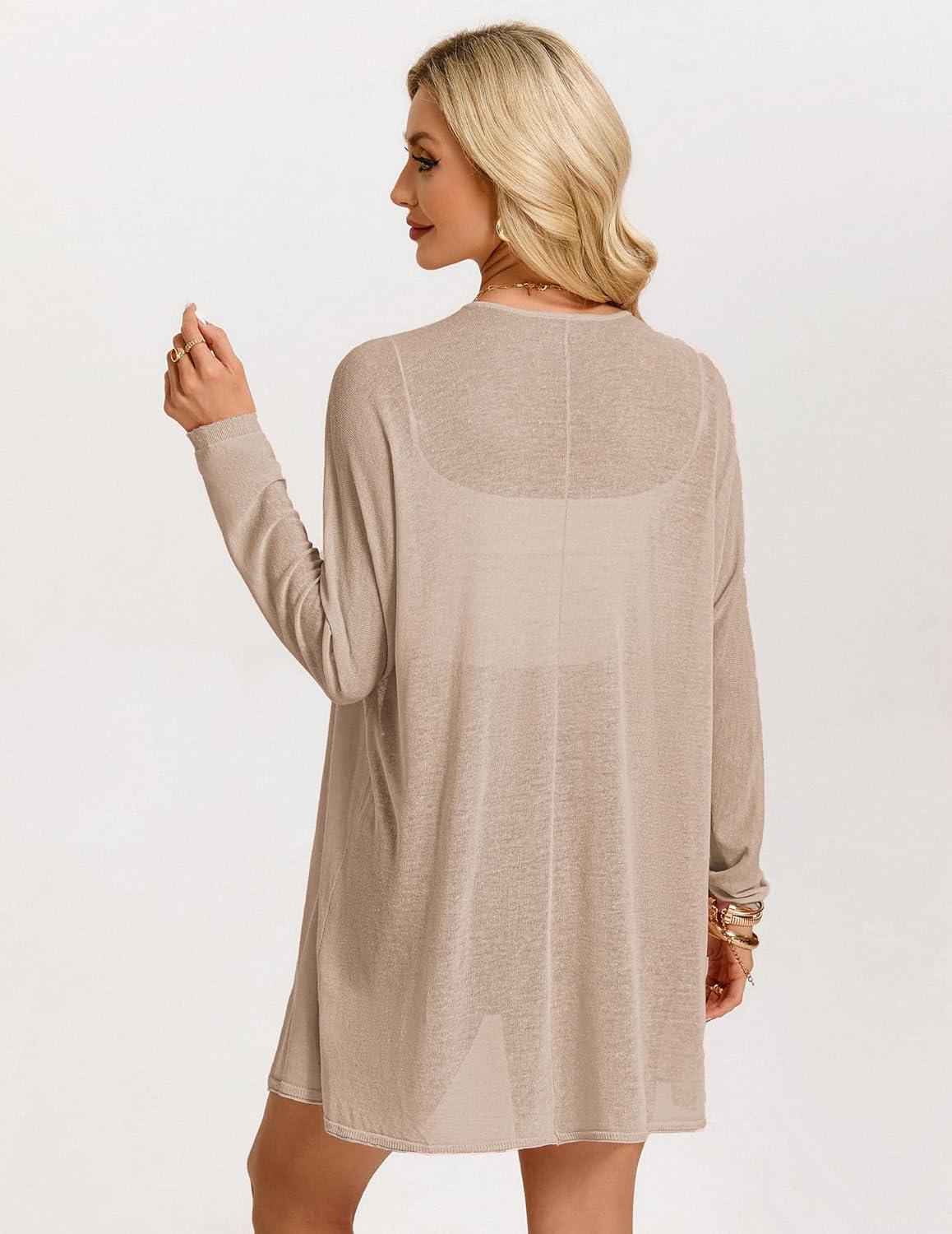 imageGRACE KARIN Womens Long Sleeve Summer Sheer Cardigan Lightweight Spring Cardigan Sweaters Knit Kimonos Coverups 2026Khaki