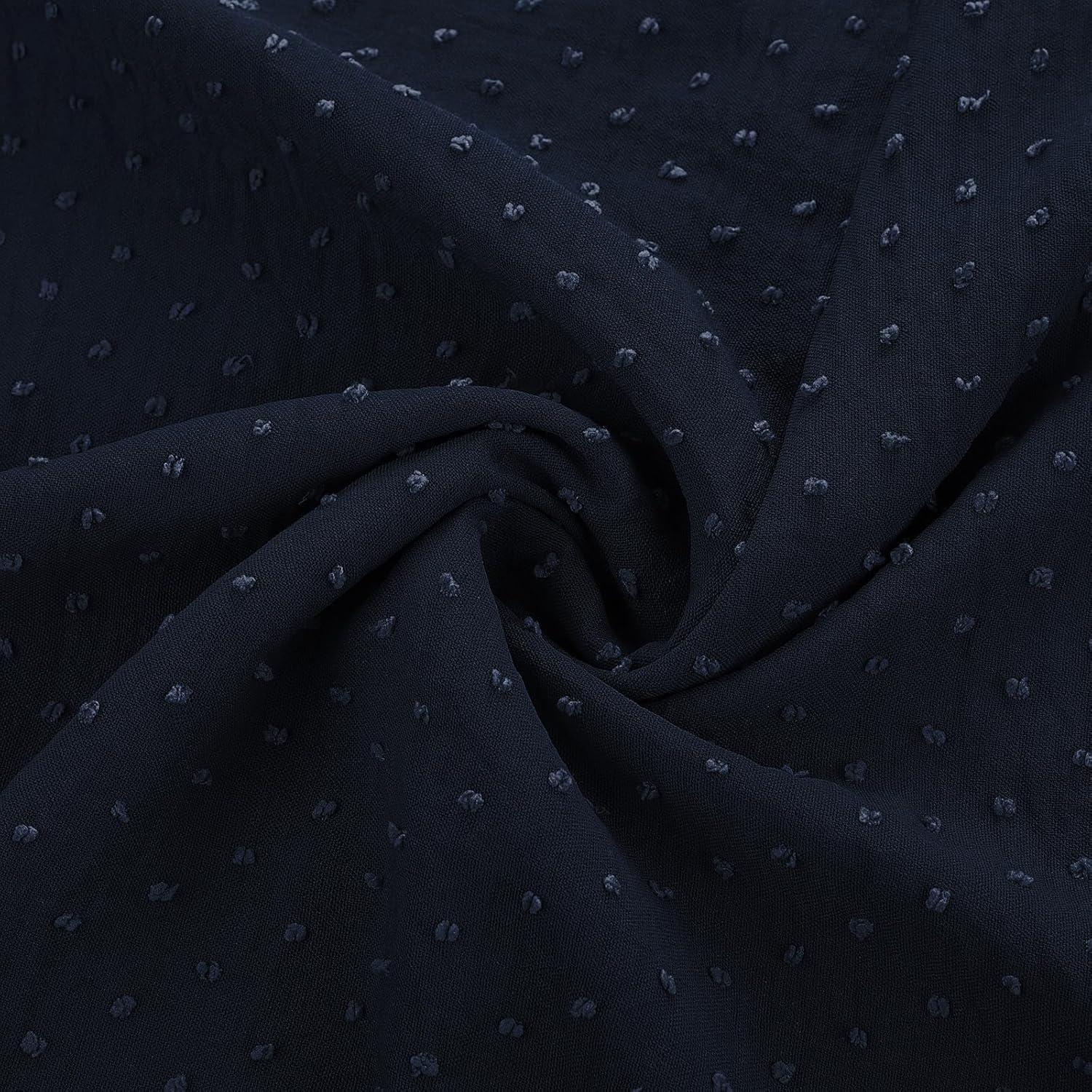 imageGRACE KARIN Womens Long Sleeve Tops Casual Swiss Dot Lace Crochet Shirts Dressy Crewneck Blouses 2025Navy Blue