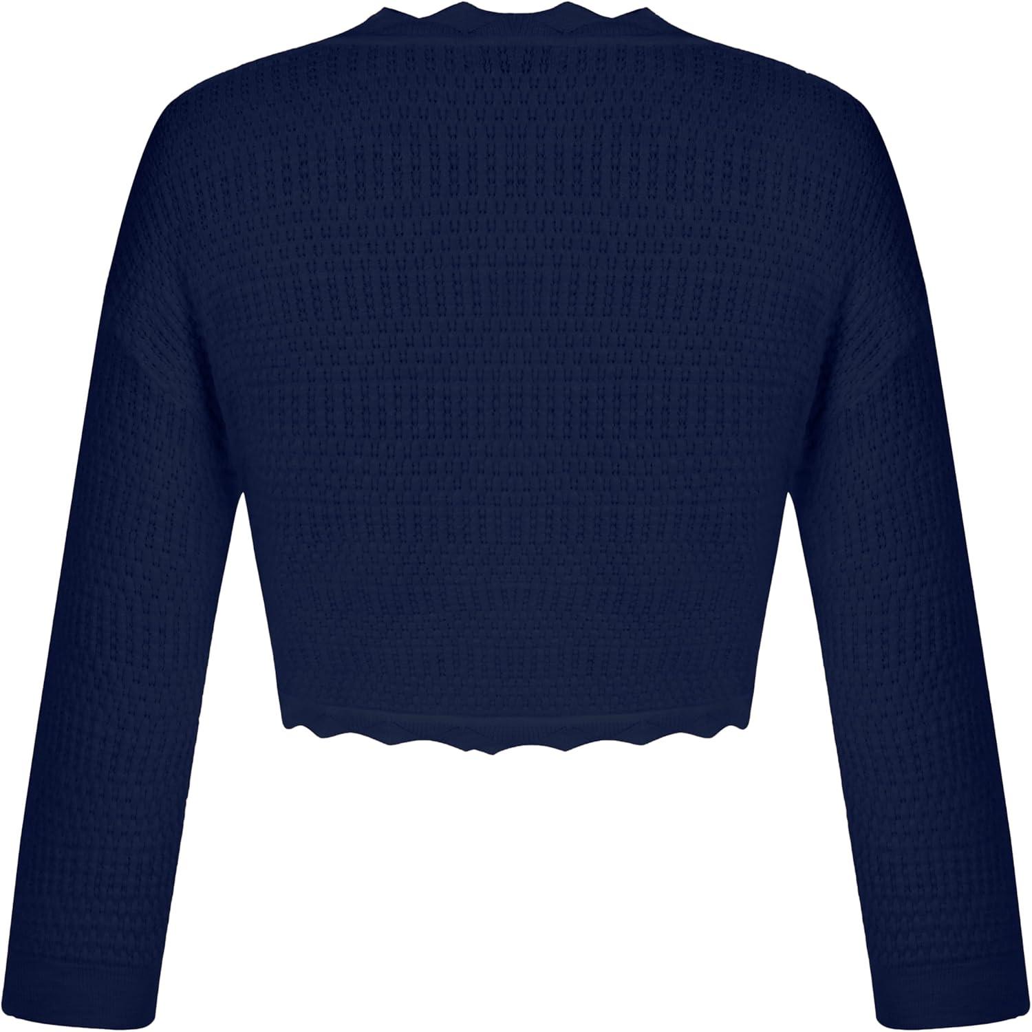 imageGRACE KARIN Y2K Bolero Summer 34 Sleeve Cardigan Cropped Open Front Shrug 2024 Sweater Women Navy Blue