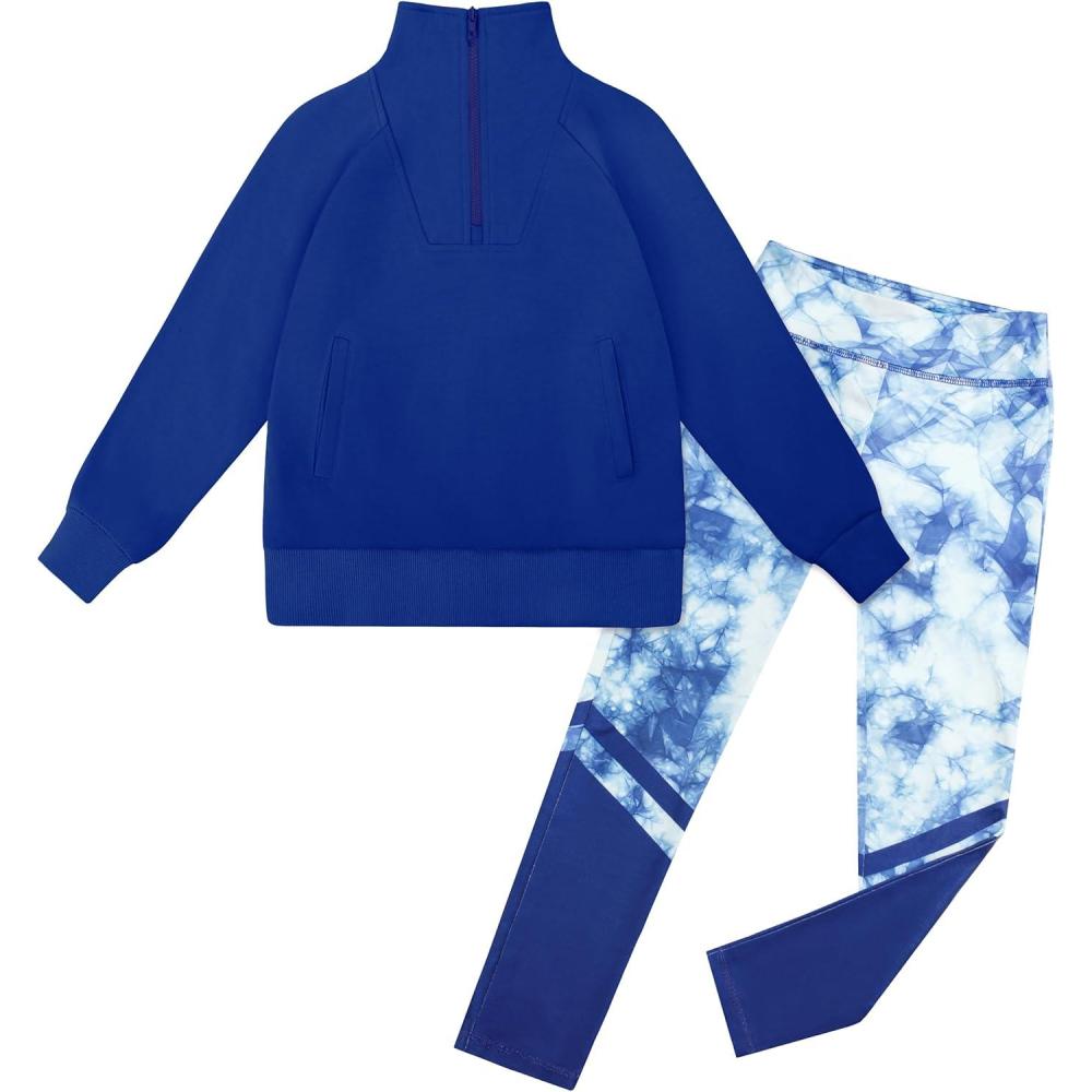 imageGRACE KARIN Girls Fall Outfit Teen 2 Piece Sweatshirt Sweatpant Back To School Tracksuit Fashion Cute Clothes Size 612Royal Bluetie Dye