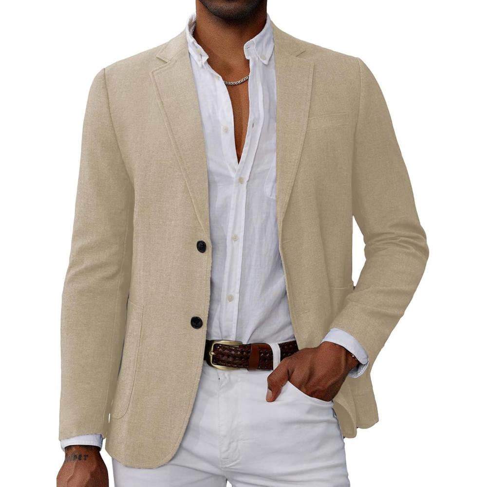 imageGRACE KARIN Mens Blazer Sport Coats Casual Lightweight 2 Button Sports Coat and Blazers Suit JacketApricot