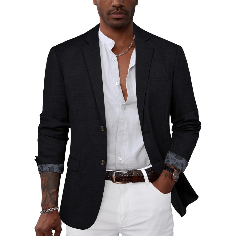 imageGRACE KARIN Mens Blazer Sport Coats Casual Lightweight 2 Button Sports Coat and Blazers Suit JacketBlackb
