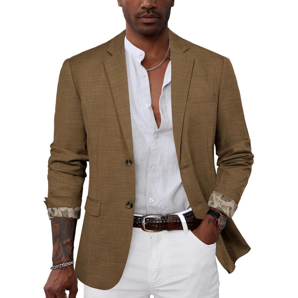 imageGRACE KARIN Mens Blazer Sport Coats Casual Lightweight 2 Button Sports Coat and Blazers Suit JacketCoffeeb