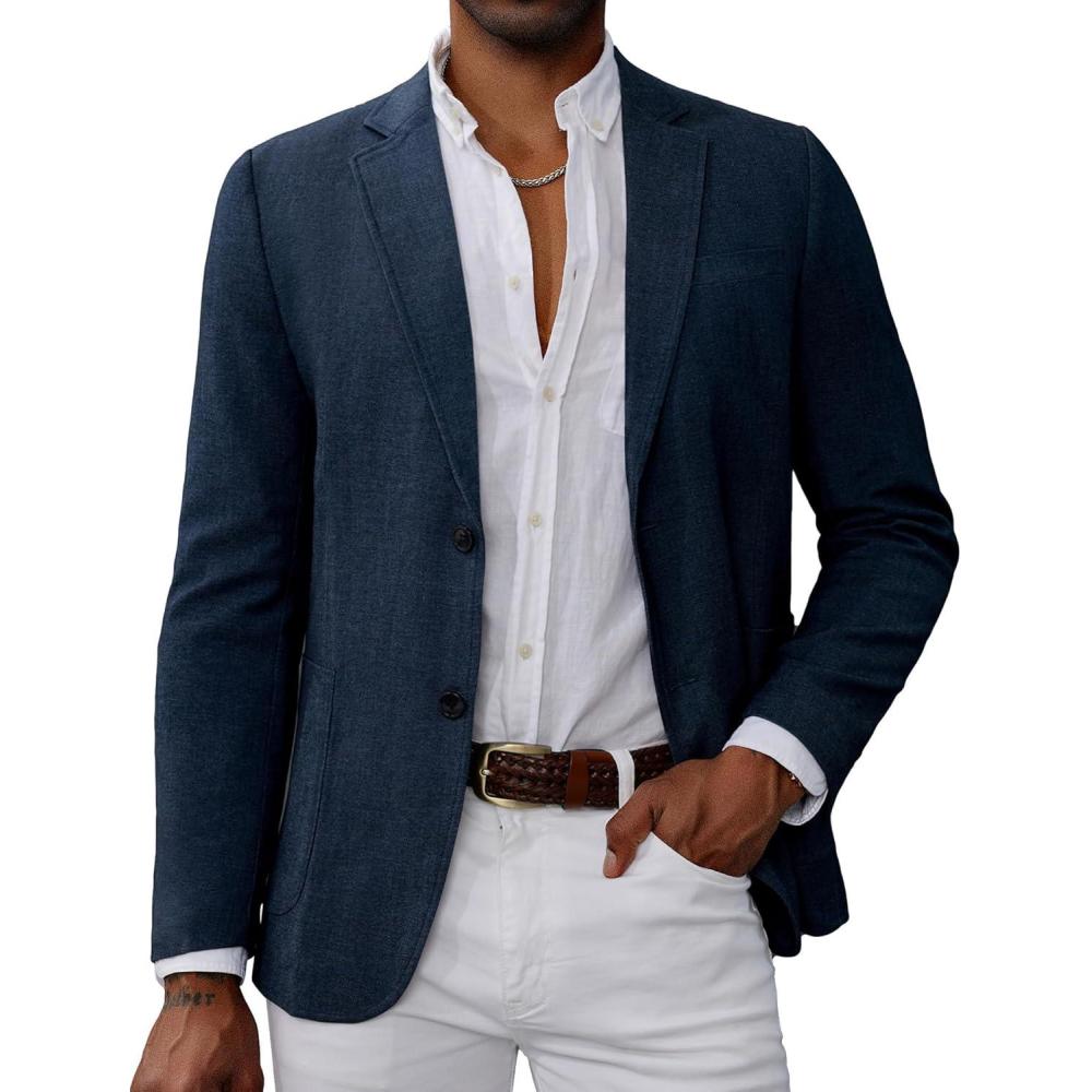 imageGRACE KARIN Mens Blazer Sport Coats Casual Lightweight 2 Button Sports Coat and Blazers Suit JacketDark Denim Blue