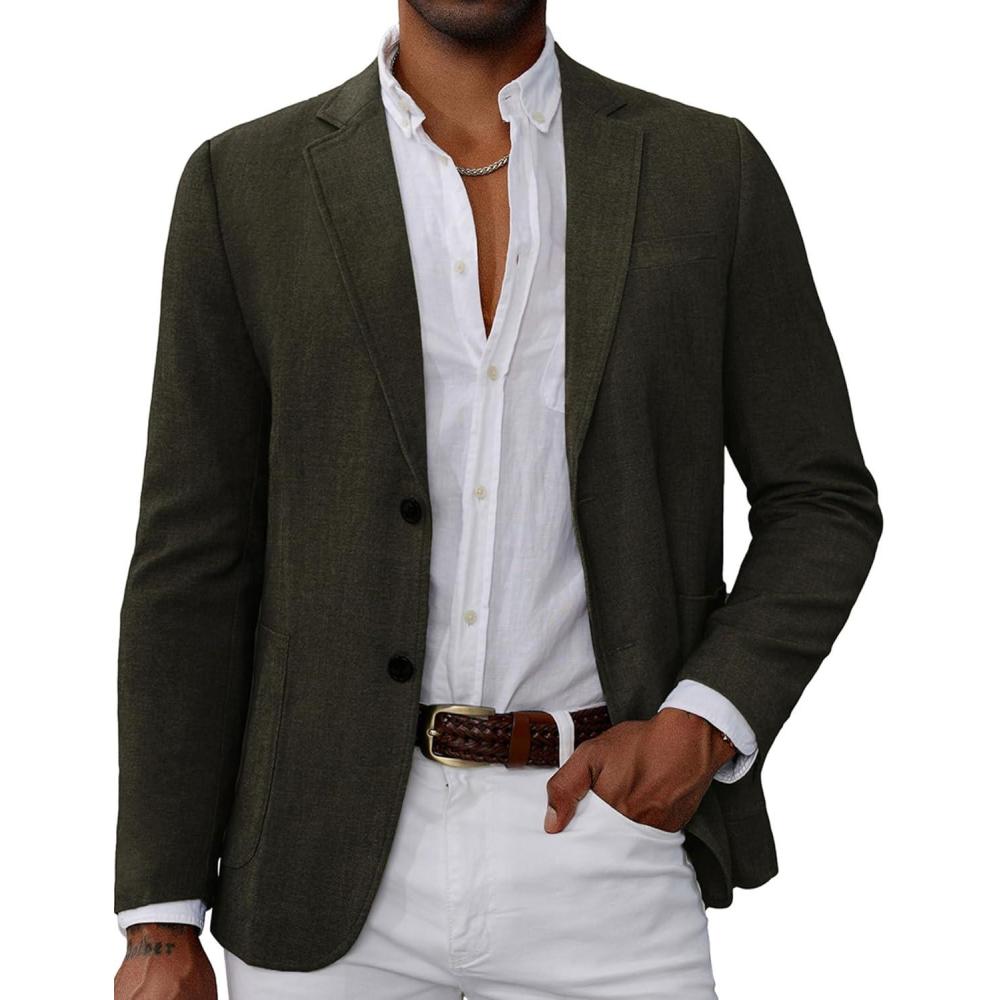imageGRACE KARIN Mens Blazer Sport Coats Casual Lightweight 2 Button Sports Coat and Blazers Suit JacketDark Green