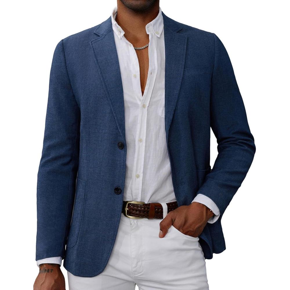 imageGRACE KARIN Mens Blazer Sport Coats Casual Lightweight 2 Button Sports Coat and Blazers Suit JacketDenim Blue