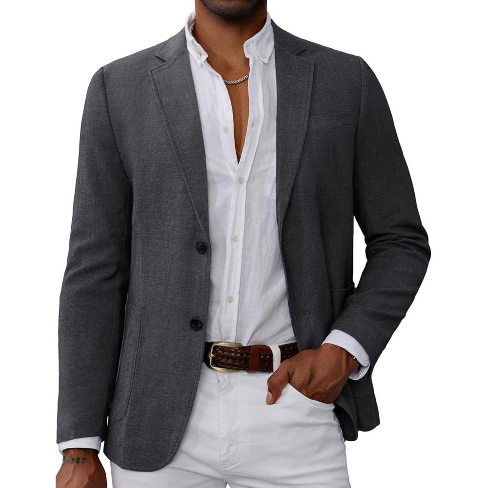 imageGRACE KARIN Mens Blazer Sport Coats Casual Lightweight 2 Button Sports Coat and Blazers Suit JacketGrey