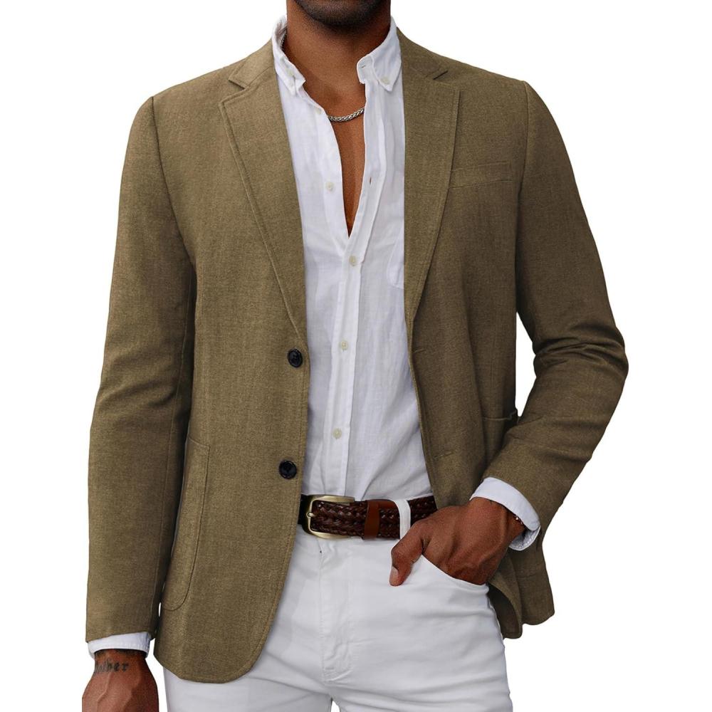 imageGRACE KARIN Mens Blazer Sport Coats Casual Lightweight 2 Button Sports Coat and Blazers Suit JacketKhaki