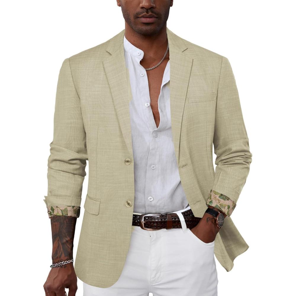 imageGRACE KARIN Mens Blazer Sport Coats Casual Lightweight 2 Button Sports Coat and Blazers Suit JacketKhakib