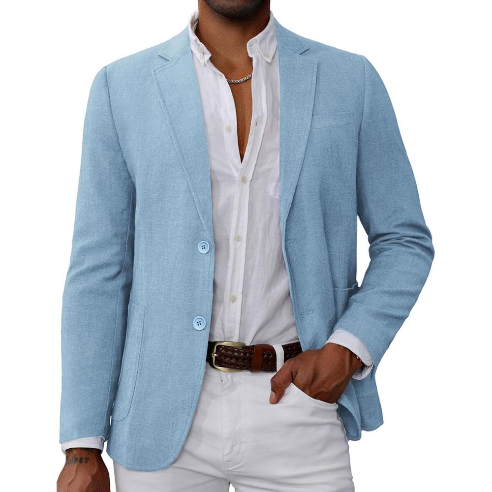 imageGRACE KARIN Mens Blazer Sport Coats Casual Lightweight 2 Button Sports Coat and Blazers Suit JacketSky Blue