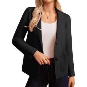 GRACE KARIN Blazer for Women Business Casual, Long Sleeve Sweater Blazers 2025, Knit Office Work Outfits(Black)