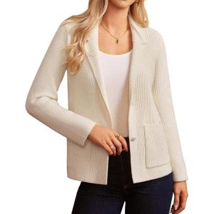 GRACE KARIN Blazer for Women Business Casual, Long Sleeve Sweater Blazers 2025, Knit Office Work Outfits(Ivory)