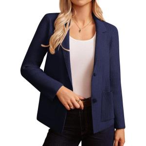 GRACE KARIN Blazer for Women Business Casual, Long Sleeve Sweater Blazers 2025, Knit Office Work Outfits(Navy Blue)