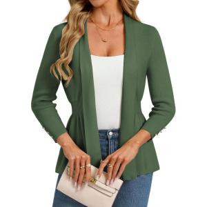 GRACE KARIN Cardigan for Women Trendy Lightweight Knit Sweaters Open Front Peplum Tops 2026 Spring Outfits(Army Green)