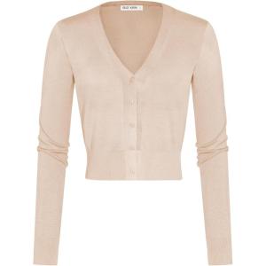 GRACE KARIN Long Sleeve Cropped Cardigan Sweaters for Women Lightweight Button Down V-Neck Open Front Bolero Shrug Jacket(Light Apricot)