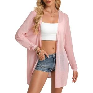 GRACE KARIN Womens Long Sleeve Summer Sheer Cardigan Lightweight Spring Cardigan Sweaters Knit Kimonos Coverups 2026(Light Pink)