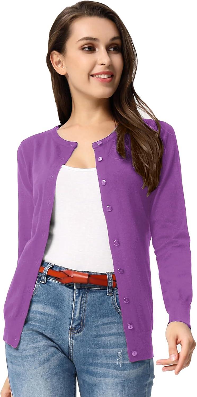 imageGRACE KARIN Purple Cardigan Sweaters for Women Lightweight Button Down Sweater Tops Dressy Casual Spring Clothes 3XL