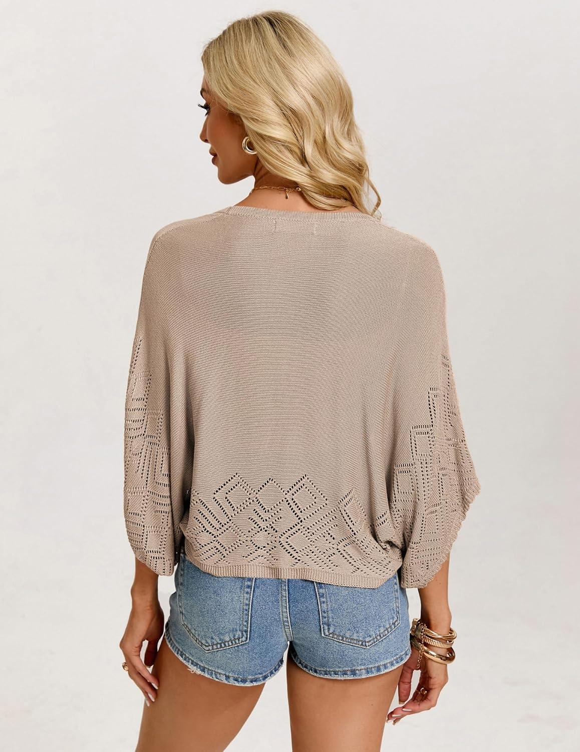 imageGRACE KARIN Womens Summer Crochet Cardigans Short Sleeve Cropped Bolero Shrug Lightweight Open Front Sweater OutwearKhaki